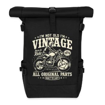 Jahrgang 1976 geboren Motorrad Geburtstag Geschenk - Rolltop Rucksack - Schwarz - Vorne