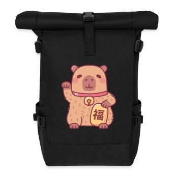 Niedliches Glück Winkendes Wasserschwein - Rolltop Rucksack - Schwarz - Vorne