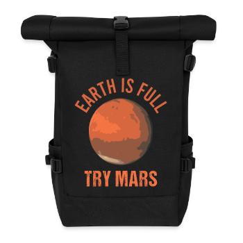 Mars Planet Space Vintage Rocket - Roll Top Backpack - black - Front