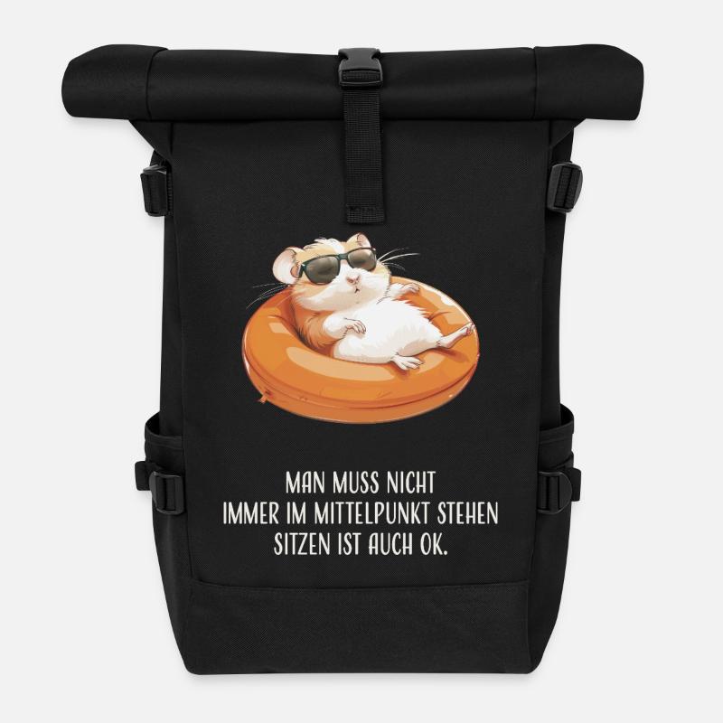 Man muss nicht immer im Mittelpunkt stehen - Rolltop Rucksack - Schwarz