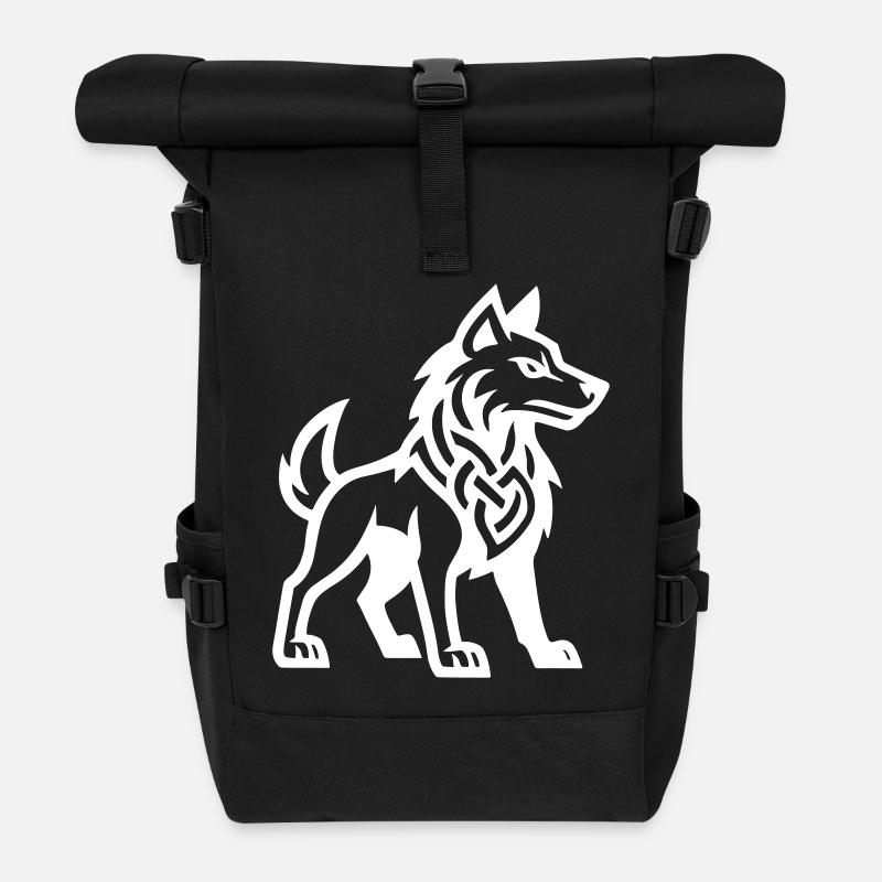 Wolf Wikinger - Rolltop Rucksack - Schwarz