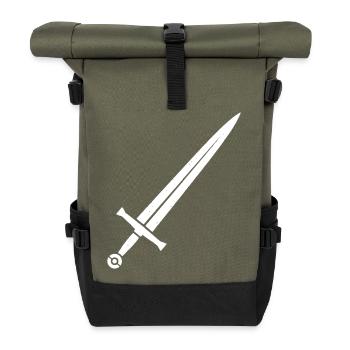 Ritter Schwert Mittelalter Fantasy Vektor - Rolltop Rucksack - Olive/Schwarz - Vorne