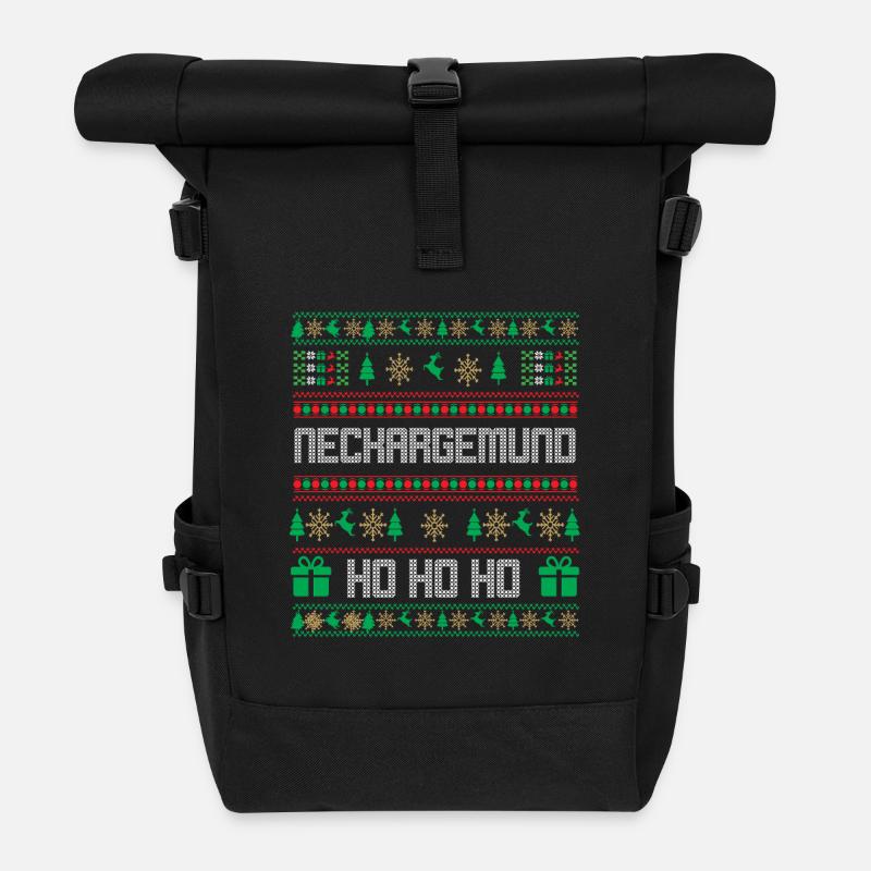 Neckargemünd Christmas Sweater - Rolltop Rucksack - Schwarz