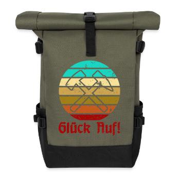 Glück Auf! - Ruhrpott - Zeche - Zollverein - Rolltop Rucksack - Olive/Schwarz - Vorne