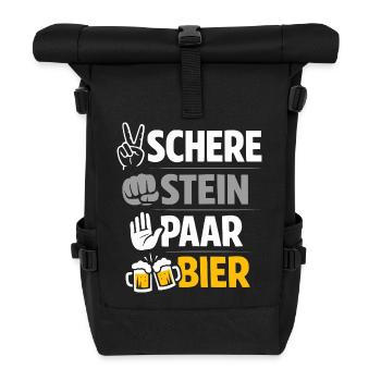 Schere, Stein paar Bier: Freundschaft & Bier - Rolltop Rucksack - Schwarz - Vorne
