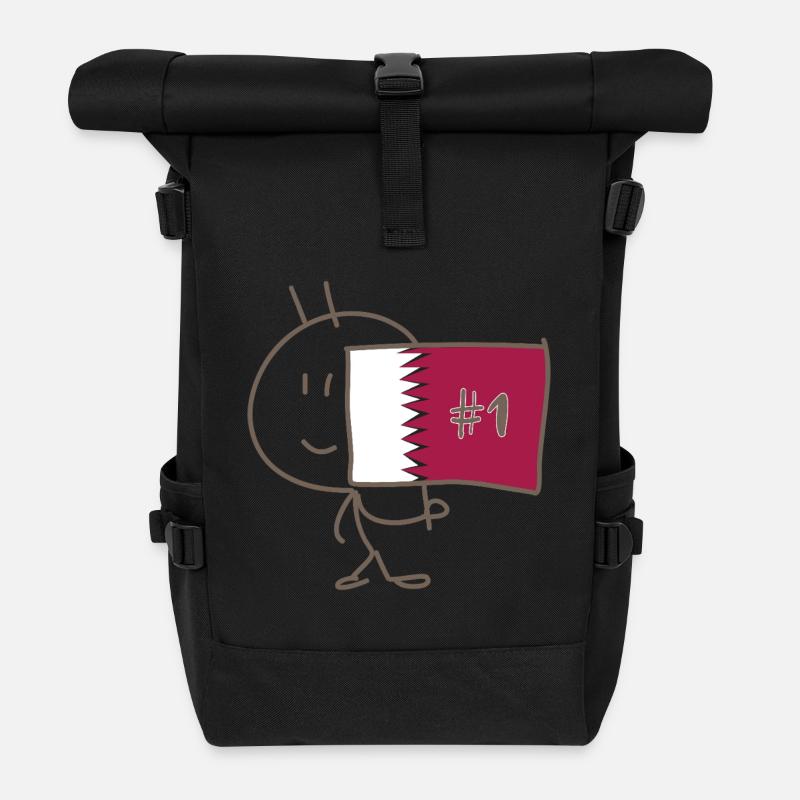 Drapeau_du_Qatar_floque_d-un_#1 - Sac à dos roll top - noir
