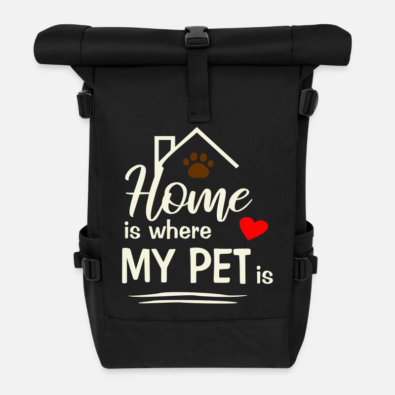Home is where my pet is - Roll Top Backpack - black