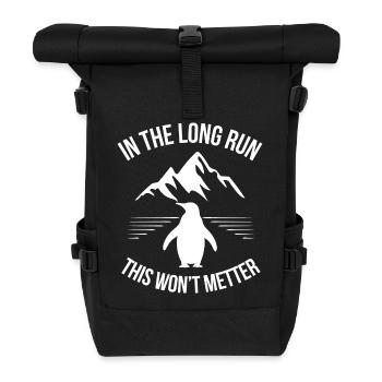 Minimalistische Botschaft mit nachdenklichem Ton - Rolltop Rucksack - Schwarz - Vorne