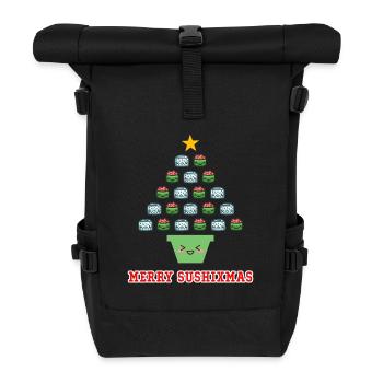 Cute Sushi Love Xmas Kawaii Merry Sushixmas - Roll Top Backpack - black - Front
