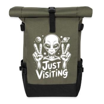 Visiteur de paix extraterrestre - Sac à dos roll top - olive/noir - Devant
