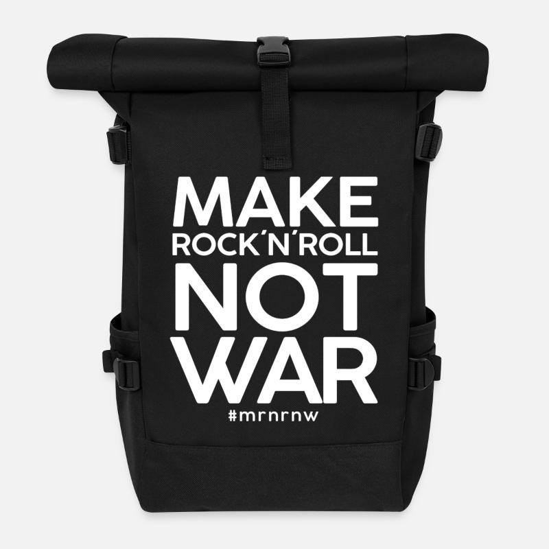 MAKE ROCK ́N ́ROLL NOT WAR Classic 2014 Version - Roll Top Backpack - black