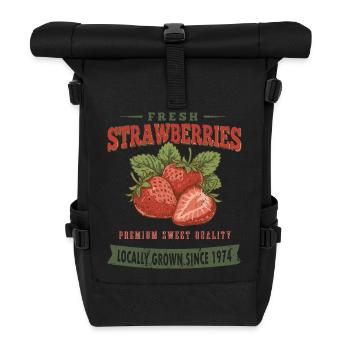 Vintage Erdbeer Shirt, Sweet Strawberry Style - Roll Top Backpack - black - Front