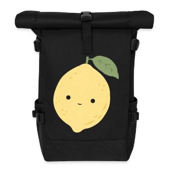 Leni Zitrone – Süßes Kawaii Frucht Design - Rolltop Rucksack - Schwarz - Vorne