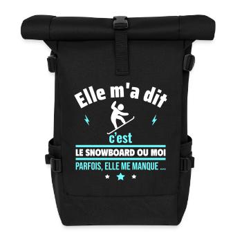 elle m a dit le snowboard - Sac à dos roll top - noir - Devant