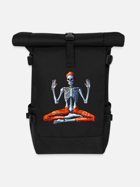 Yoga Skelett - Rolltop Rucksack - Schwarz