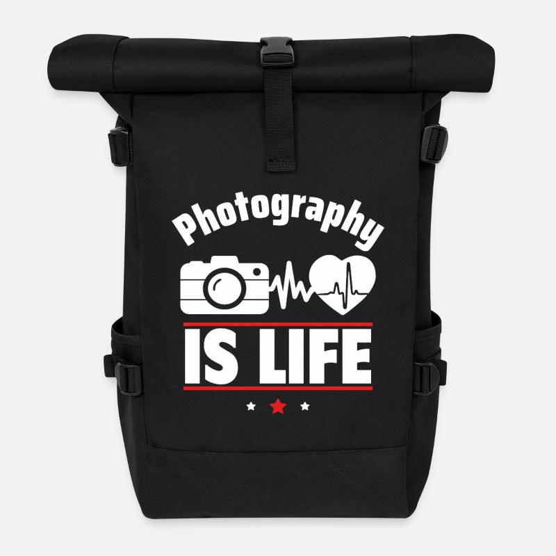 Fotografie ist das Leben - Rolltop Rucksack - Schwarz