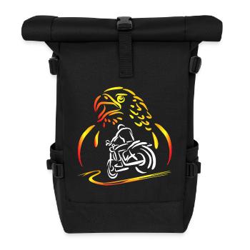 Biker Shirt mit Adler Geschenk - Rolltop Rucksack - Schwarz - Vorne
