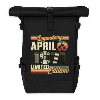 April 1971 55th Anniversary Gift - April 1971 - Roll Top Backpack - black - Front
