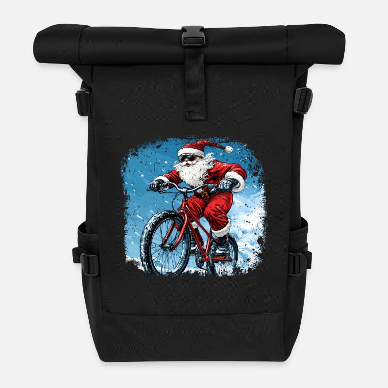 Biker Weihnachten - Rolltop Rucksack - Schwarz