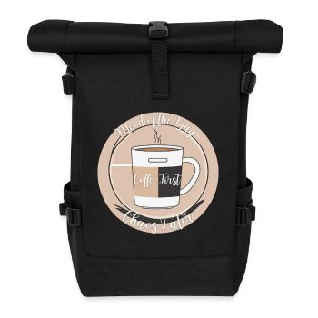 Mood of the Day : Coffe first - Rolltop Rucksack - Schwarz - Vorne