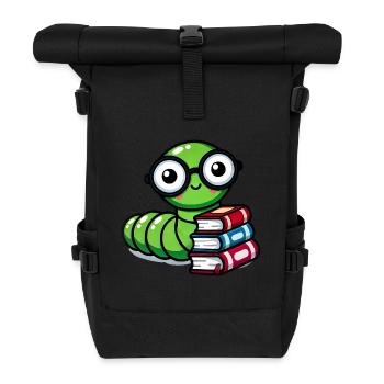 Bookworm Glasses Books - Roll Top Backpack - black - Front
