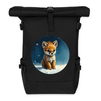Kleiner Fuchs unter den Sternen - Rolltop Rucksack - Schwarz - Vorne
