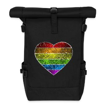 Cosmic Rainbow Heart - Roll Top Backpack - black - Front