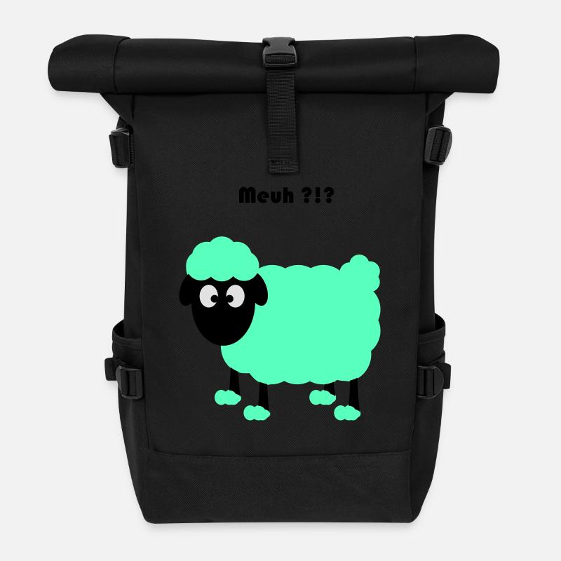 sheep - Roll Top Backpack - black