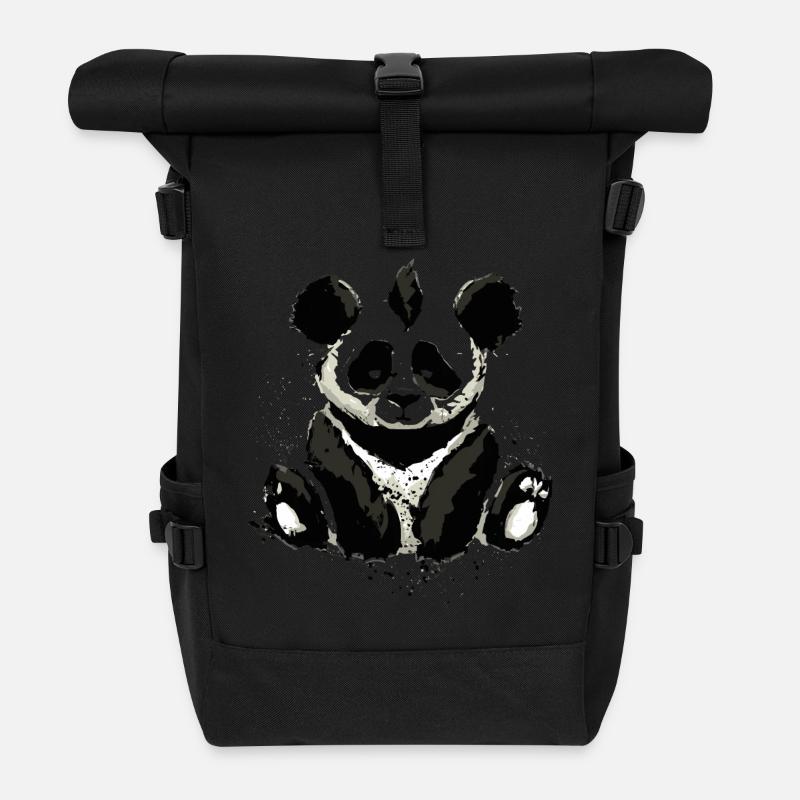 Inked Panda Bear - Rolltop Rucksack - Schwarz