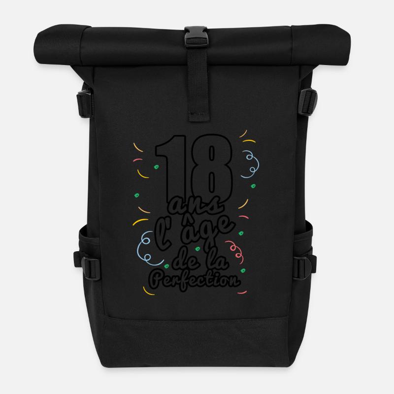 18 ans - Sac à dos roll top - noir