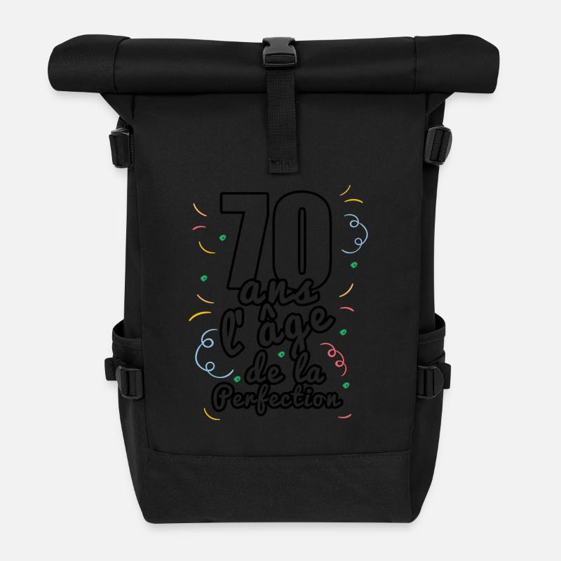 70 ans - Sac à dos roll top - noir
