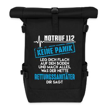 Auxiliaire médical, urgence 112 ne paniquez pas - Sac à dos roll top - noir - Devant