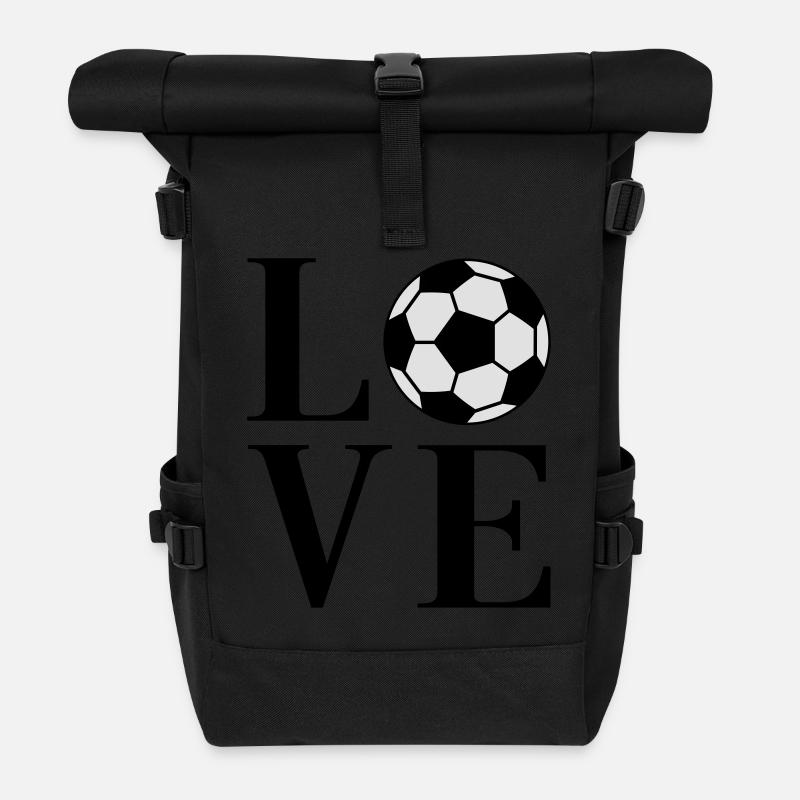Fußball - Rolltop Rucksack - Schwarz