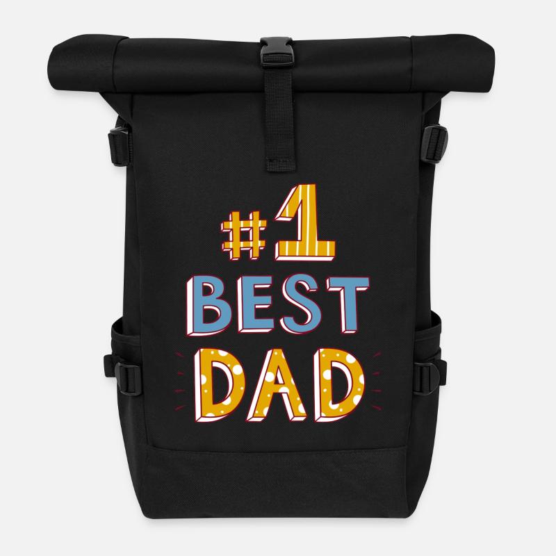#1 Best Dad - Rolltop Rucksack - Schwarz