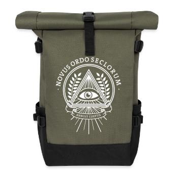 Société secrète de la pyramide de l’œil de conspiration des Illuminati - Sac à dos roll top - olive/noir - Devant