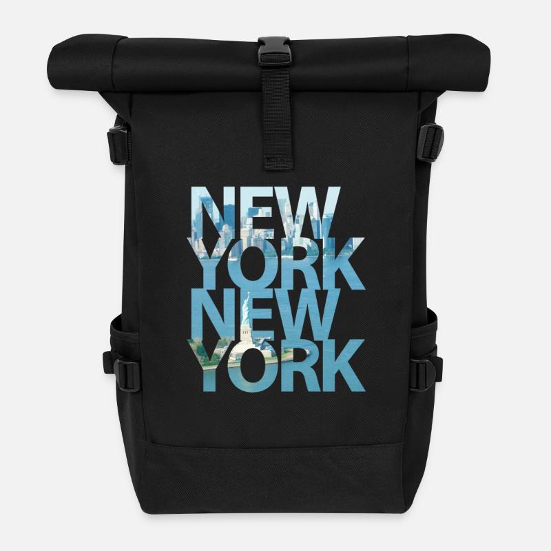New York, New York - Rolltop Rucksack - Schwarz