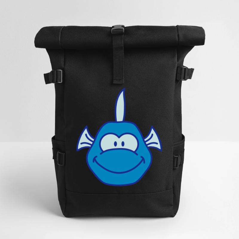 Funny Comic Fish Roll Top Backpack