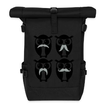Moustache Owl - Rolltop Rucksack - Schwarz - Vorne