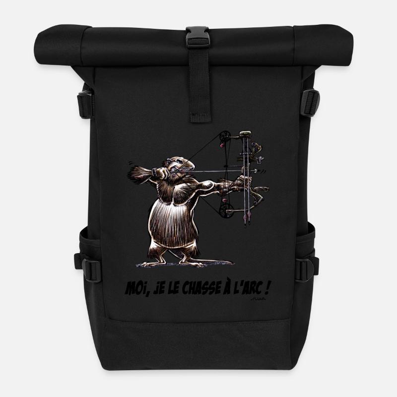 Le Ragondin, Moi Je Le Chasse A L'arc ! N - Sac à dos roll top - noir