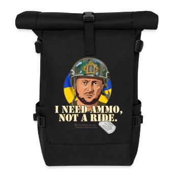 Selenskyj Zitat Munition Mitfahrgelegenheit - Rolltop Rucksack - Schwarz - Vorne