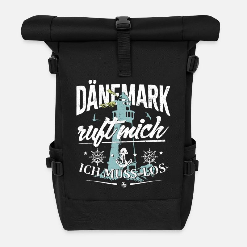 Dänemark ruft mich - Ich muss los - Rolltop Rucksack - Schwarz