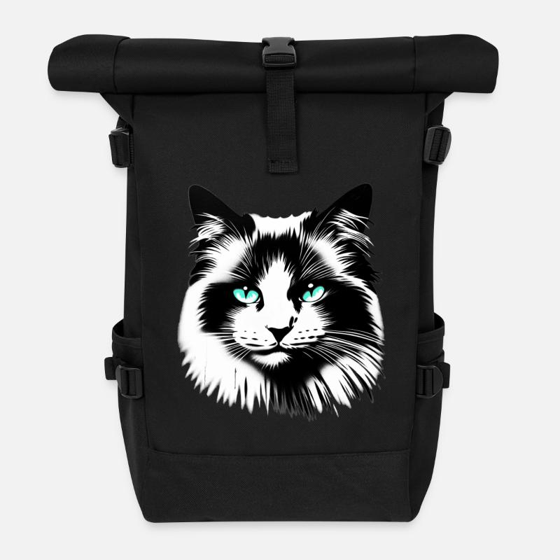 Visage de chat sympathique - Sac à dos roll top - noir