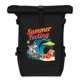 "Summer Feeling" - Rolltop Rucksack - Schwarz - Vorne