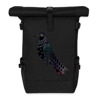 Bunter Vogel - Rolltop Rucksack - Schwarz - Vorne