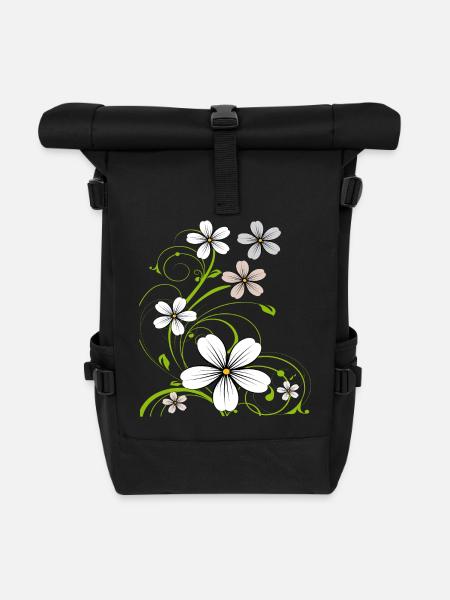 Vrille florale florale - Sac à dos roll top - noir
