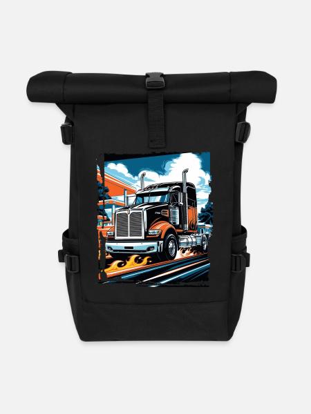 Burnin' Down Truck LIFE trucker - Roll Top Backpack - black