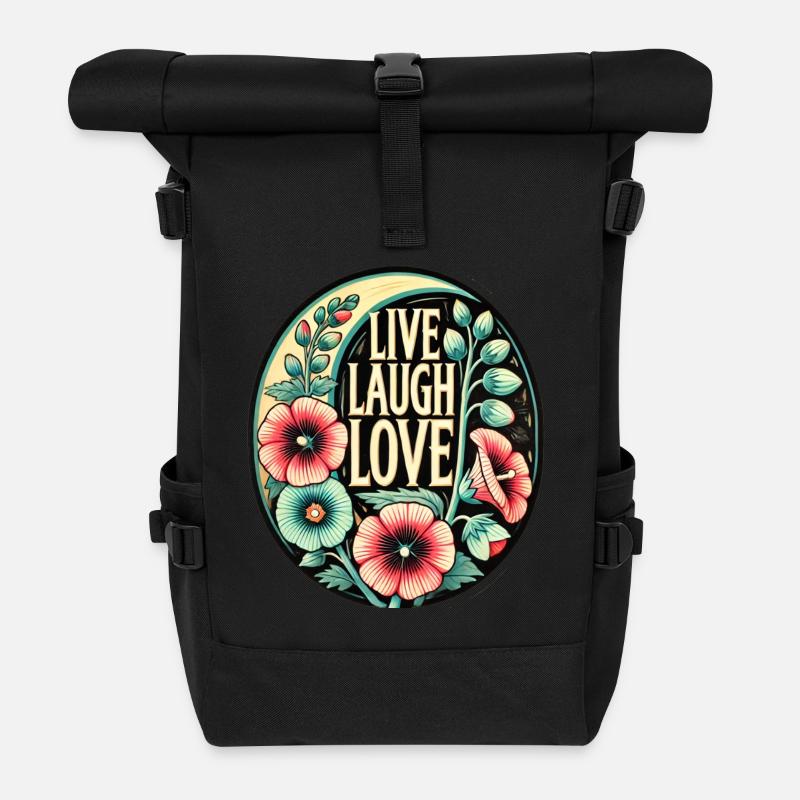 Lebe Lachen, Liebe - Rolltop Rucksack - Schwarz