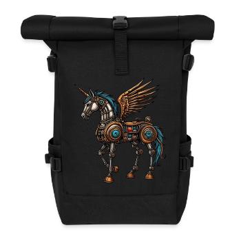 Steam punk horse - Roll Top Backpack - black - Front