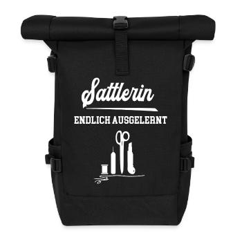 Sattlerin Ausbildung Lehre Ende Lehrling Azubine - Rolltop Rucksack - Schwarz - Vorne
