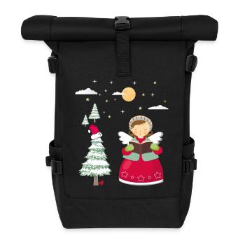 Engel im Winterwald - Rolltop Rucksack - Schwarz - Vorne